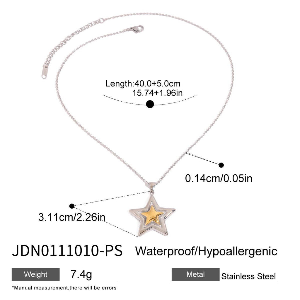 18K Gold Shiny Star Pendant Necklace