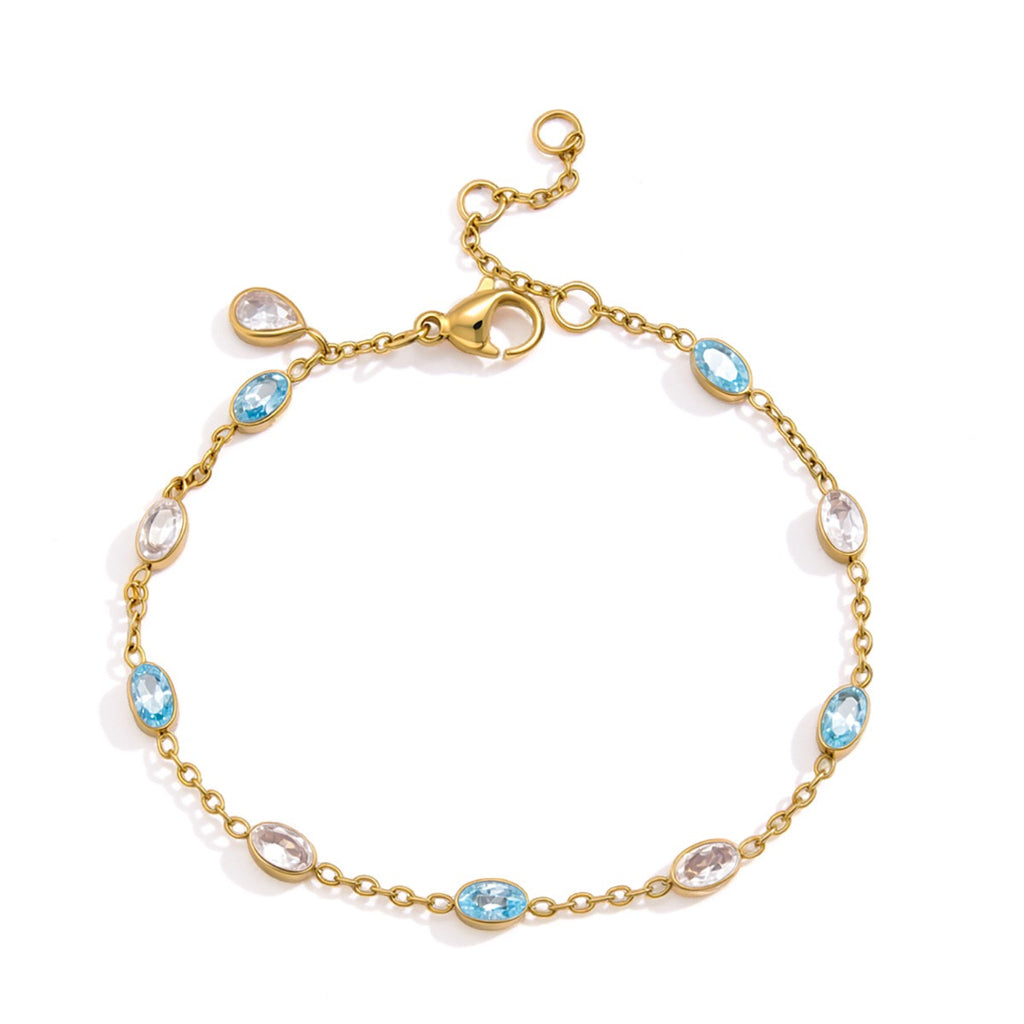 18K Gold Blue Lagoon Dainty Chain Bracelet Stacks