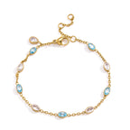 18K Gold Blue Lagoon Dainty Chain Bracelet Stacks