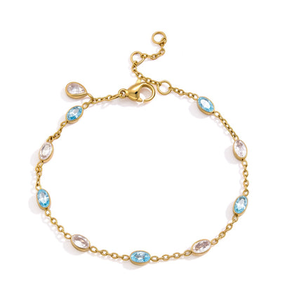 18K Gold Blue Lagoon Dainty Chain Bracelet Stacks