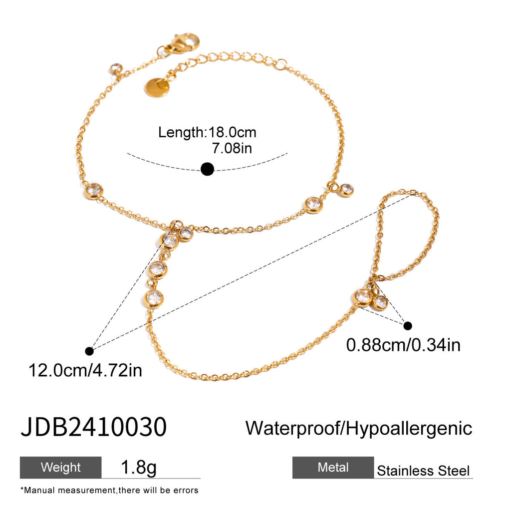 18K Gold Waterproof Trendy Bejeweled Hand Chain Bracelet
