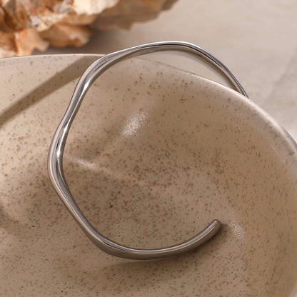 18K Gold Surf Statement Wave Cuff Bangle Bracelet