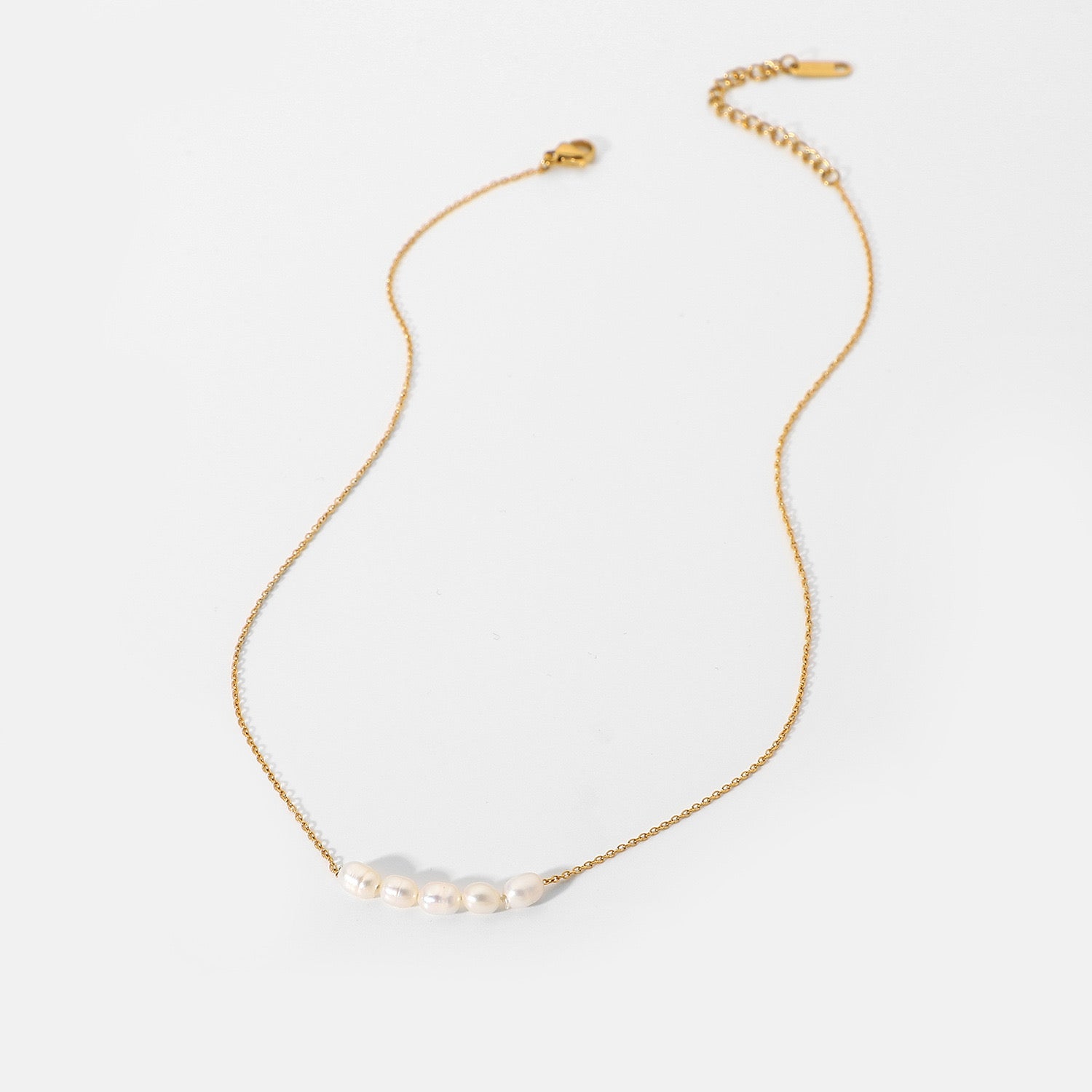 18K Gold Dainty Pearl Chain Necklace