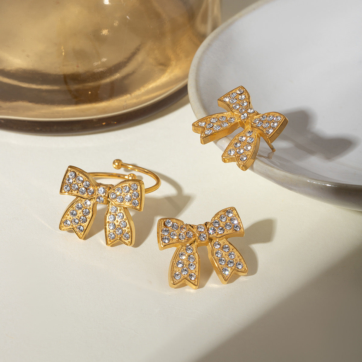 18K Gold Bejeweled Coquette Bow Ring