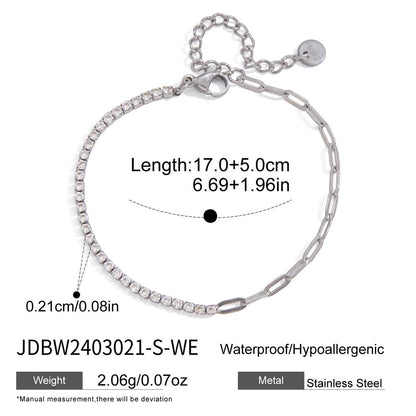 18K Gold and Silver Subtle Spark Paperclip Dainty Tennis Chain Bracelet