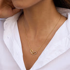 18K Gold Linked Desire Dainty Pendant CZ Necklace