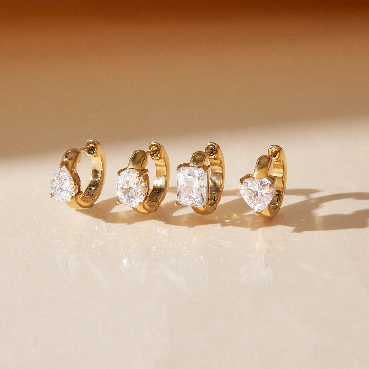 18K Gold Essential Bling Small Hoop Huggie Earrings