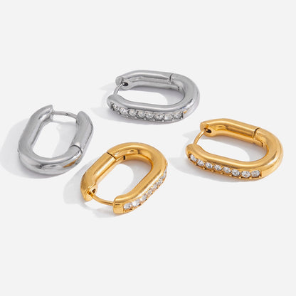 18K Gold and Silver Midnight Tease CZ Small Hoop Huggie Earrings