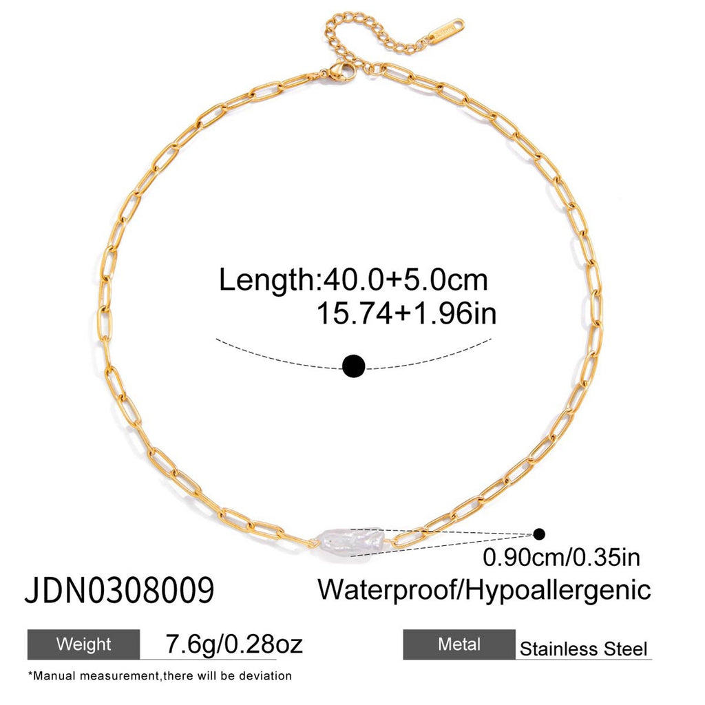 18K Gold Soft Touch Pearl Pendant Paperlicp Chain Layered Necklace Set