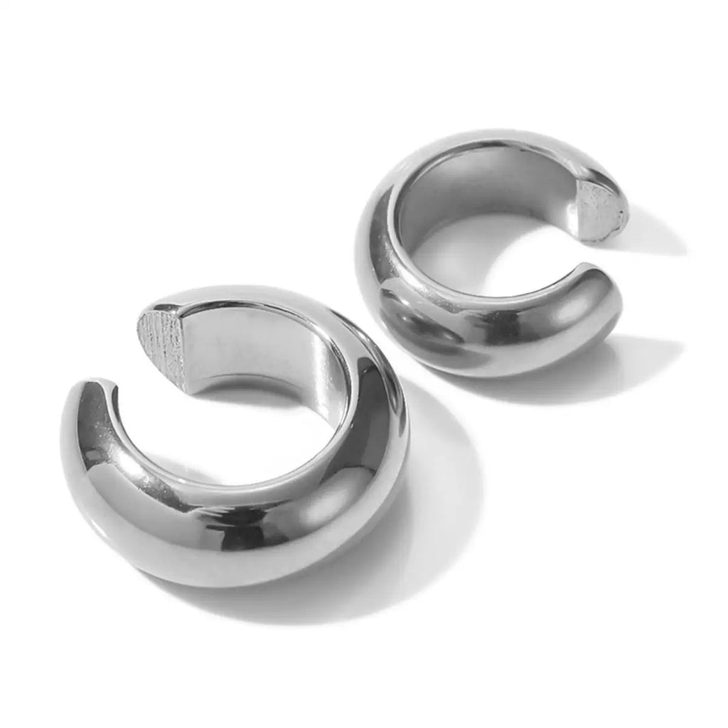 Silver Essential Double Huggie Ear Cuffs