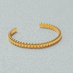 18K Gold Power Play Ribbed Cuff Bangle Paperclip Chain Bracelets Stack