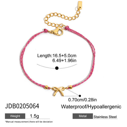 18K Gold Waterproof Dainty Coquette Bow Hand Chain Bracelet