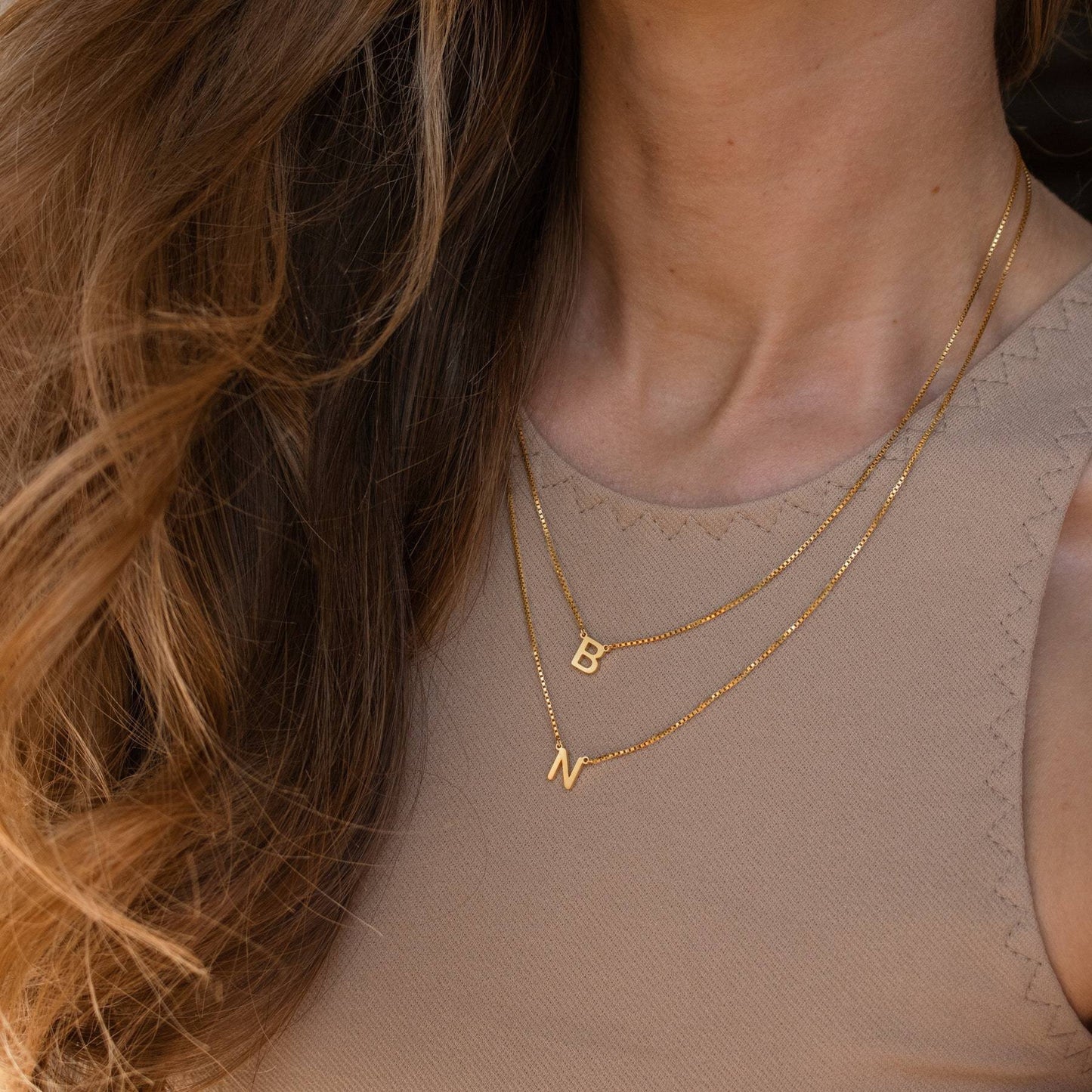 18K Gold Minimalist Initial Letter Necklace