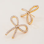 18K Gold Bling Coquette Bow Stud Earrings Ear Cuffs Set