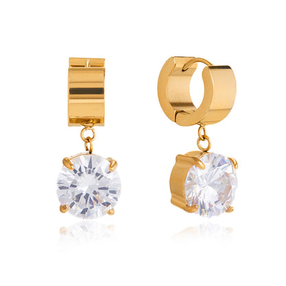 18K Gold Diamond Drip Small Hoop Dangle Huggie Earrings