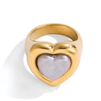 18K Gold Pearl Heart Statement Ring