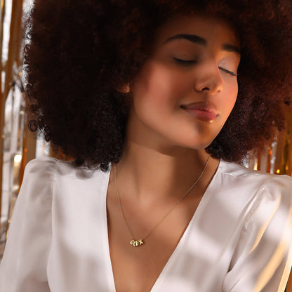 18K Gold and Silver Icon Bubble Letter Initial Custom Name Necklace