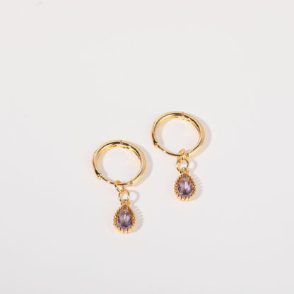 14K Gold Chic Birthstone Huggie Earrings