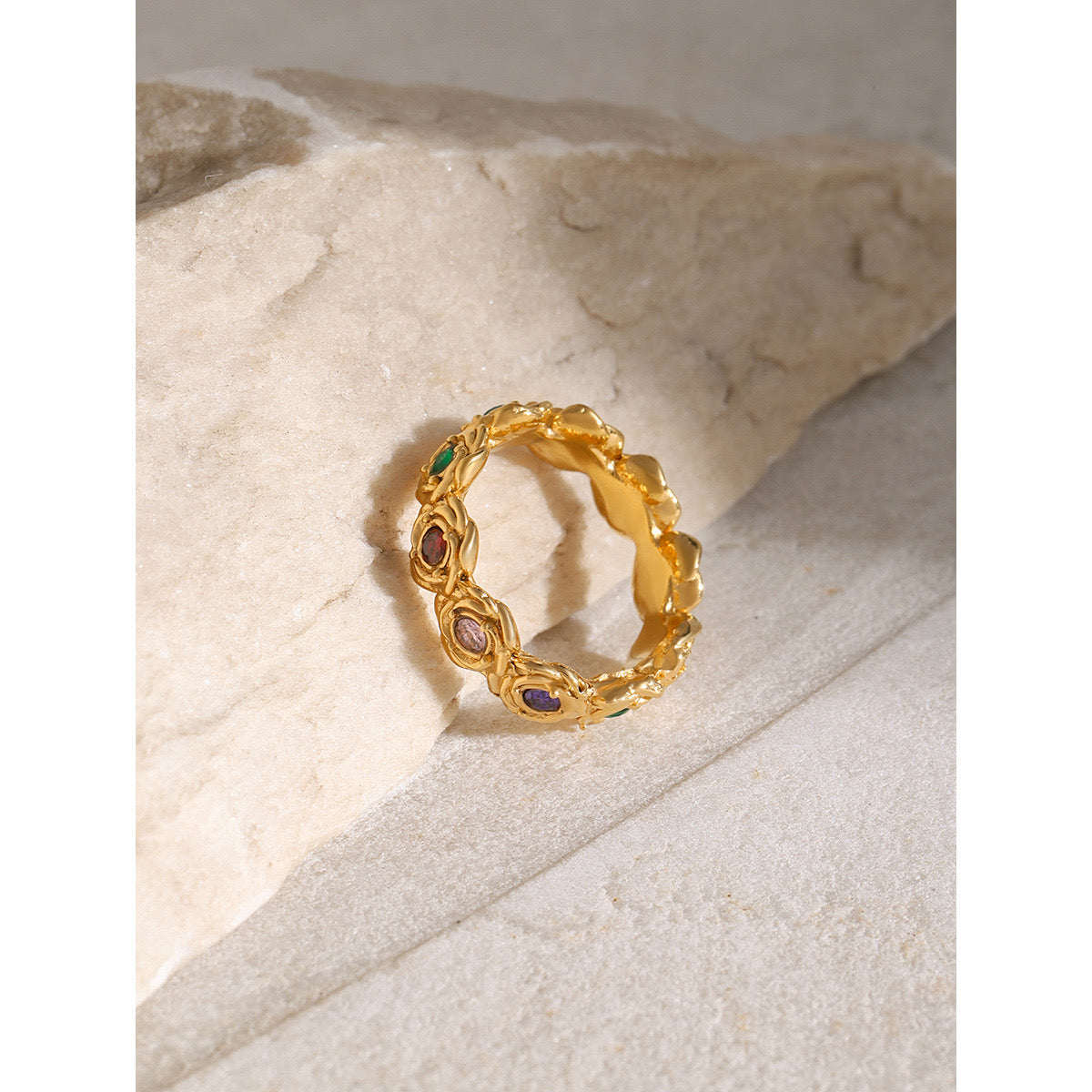 18K Gold Blossom Flower Ring