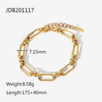 18K Gold Heatwave Paperclip Chain Bracelet Cuff Bangle Stack