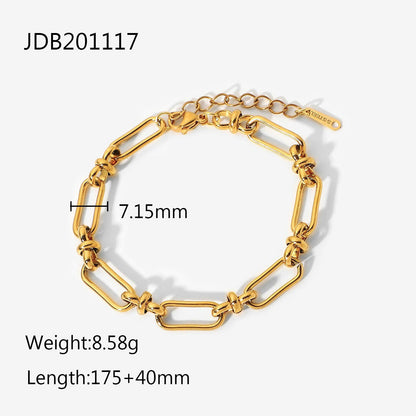 18K Gold Heatwave Paperclip Chain Bracelet Cuff Bangle Stack
