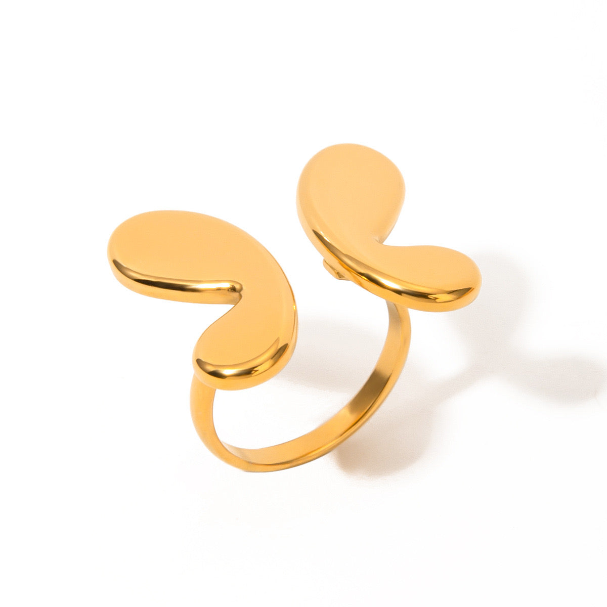 18K Gold Puffy Butterfly Wings Statement Cuff Ring