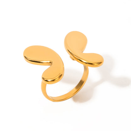 18K Gold Puffy Butterfly Wings Statement Cuff Ring