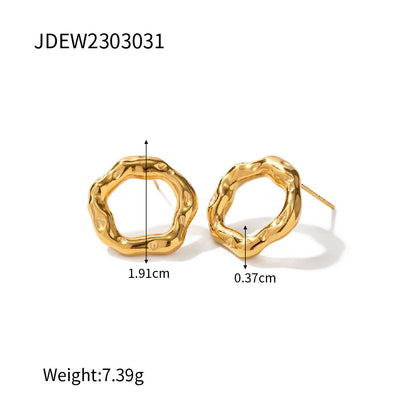 18K Gold Bubble Circle Stud Earrings