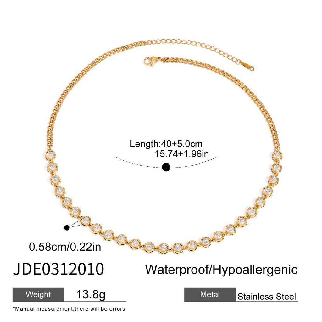 18K Gold Chic Tennis Chain Choker Necklace
