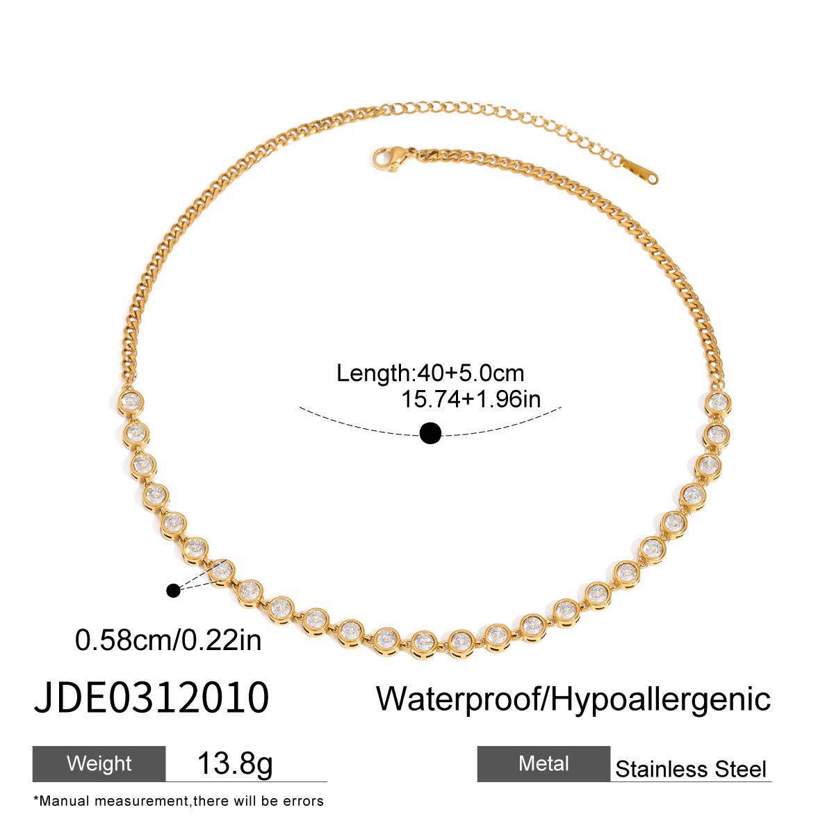 18K Gold Chic Tennis Chain Choker Necklace