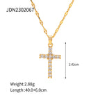 18K Gold Bling Cross CZ Pendant Necklace