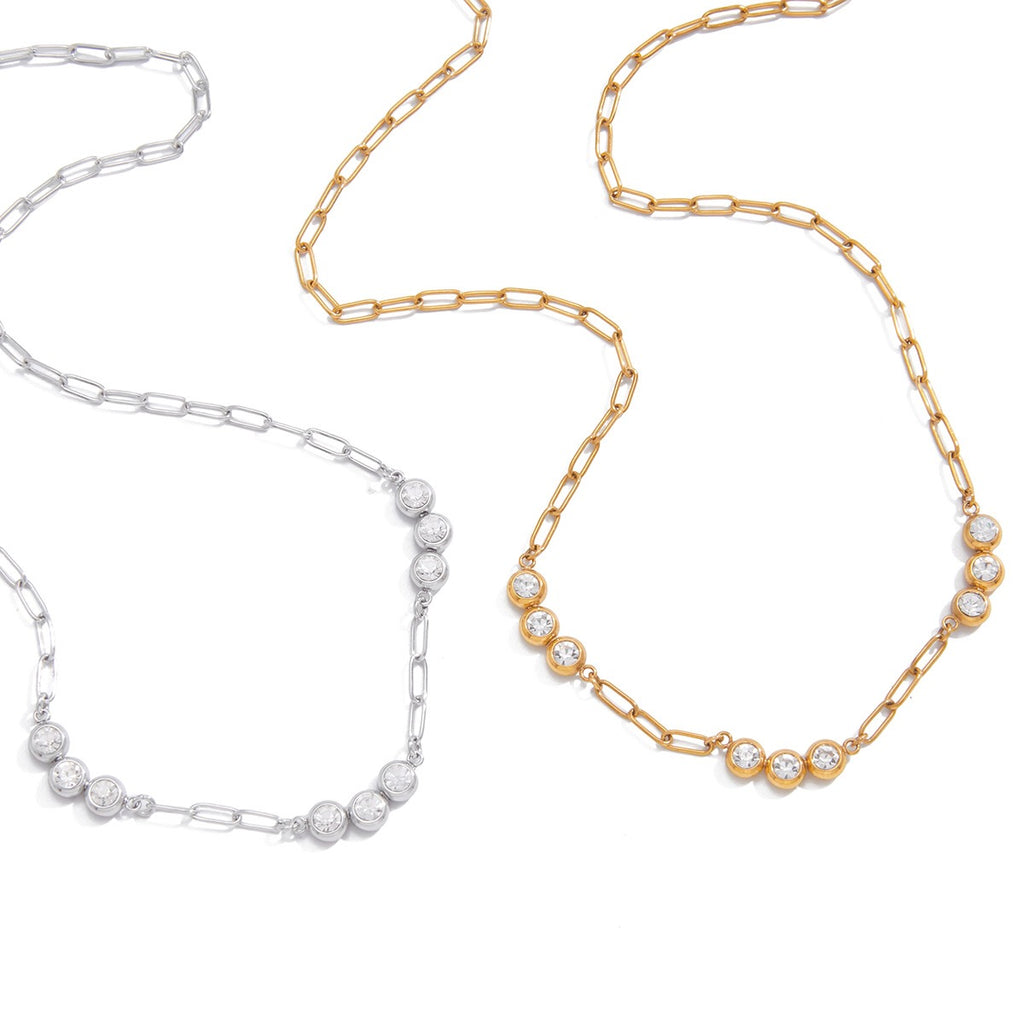 18K Gold Pearl Talk Simple Paper Clip Chain Necklace