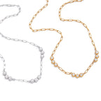 18K Gold Pearl Talk Simple Paper Clip Chain Necklace
