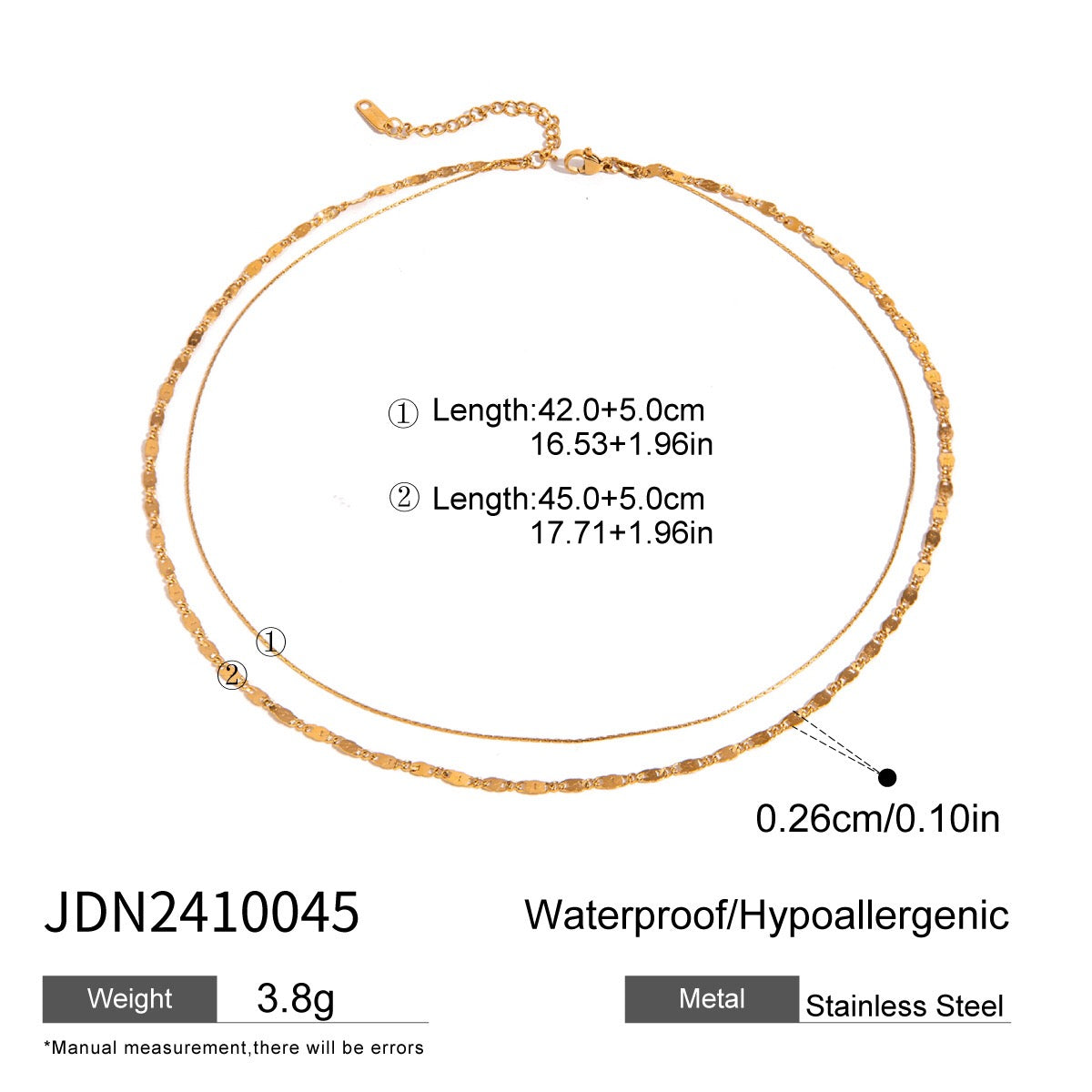 18K Gold Afterglow Dainty Double Chain Layered Necklace