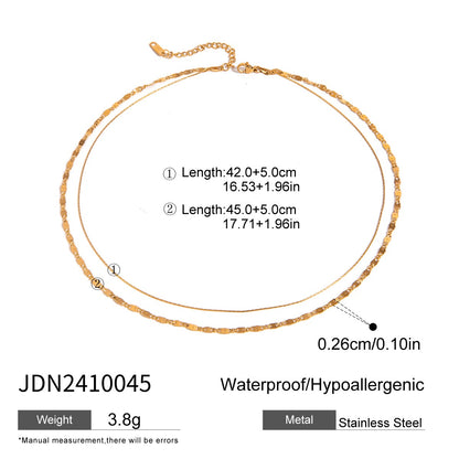 18K Gold Afterglow Dainty Double Chain Layered Necklace