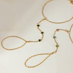 18K Gold Waterproof Color Gem Hand Chain Bracelet