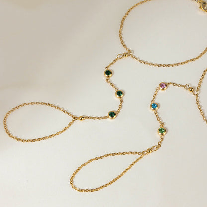 18K Gold Waterproof Color Gem Hand Chain Bracelet