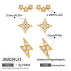 18K Gold Dainty Starry Studs Cartilage Earrings Set