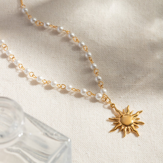 18K Gold Sun Pearl Necklace