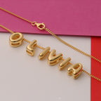 18K Gold and Silver Icon Bubble Letter Initial Custom Name Necklace
