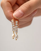 18K Gold Bling Pearl Stud Earrings
