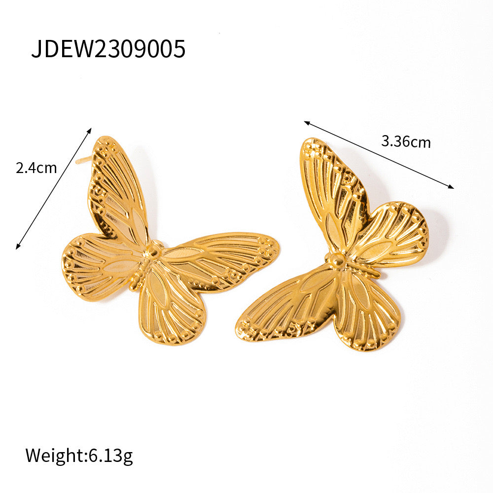 18K Gold Butterfly Stud Earrings