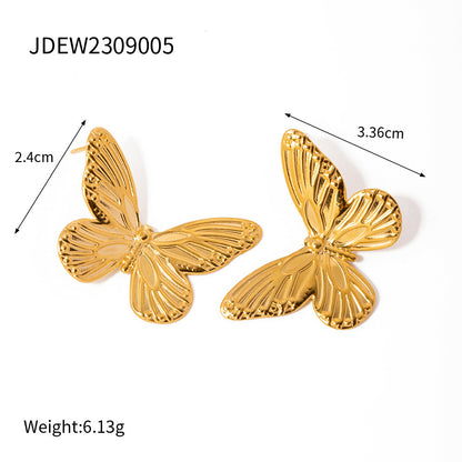 18K Gold Butterfly Stud Earrings