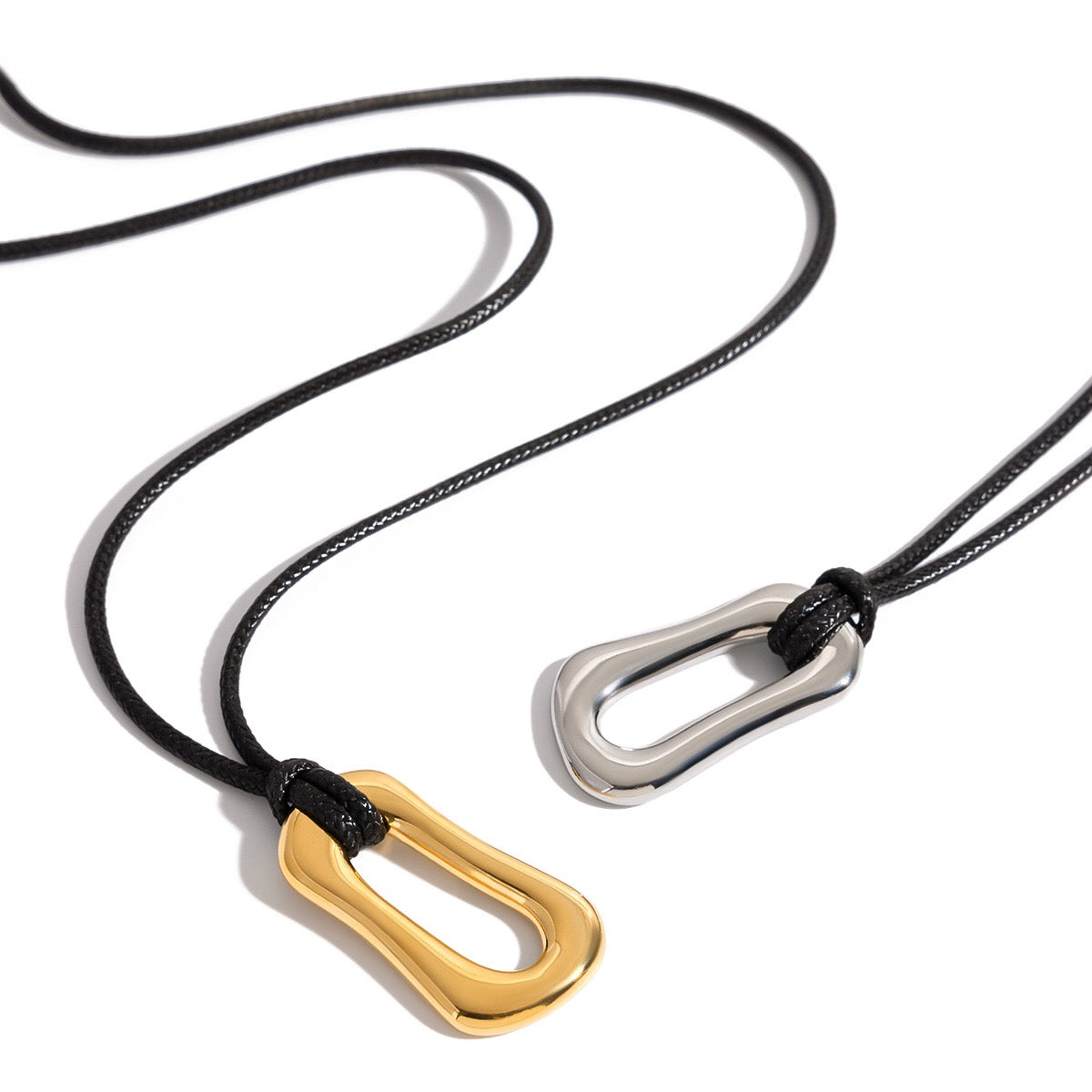 18K Gold Geometric Bubble Pendant Statement Necklace