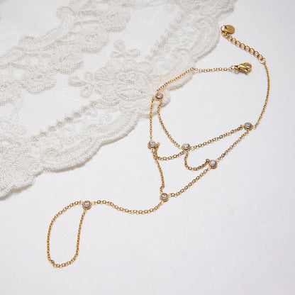 18K Gold Starry Dream Catcher Dainty Hand Chain Bracelet