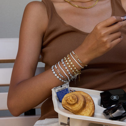 18K Gold Bejeweled Desire Heart Tennis Bracelet Stack