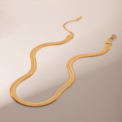 18K Gold Thick Herringbone Snake Chain Necklace