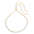 18K Gold Extra Bling CZ Tennis Chain Adjustable Choker Necklace