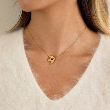 18K Gold Free Spirit Tiger Eye Bird Ring