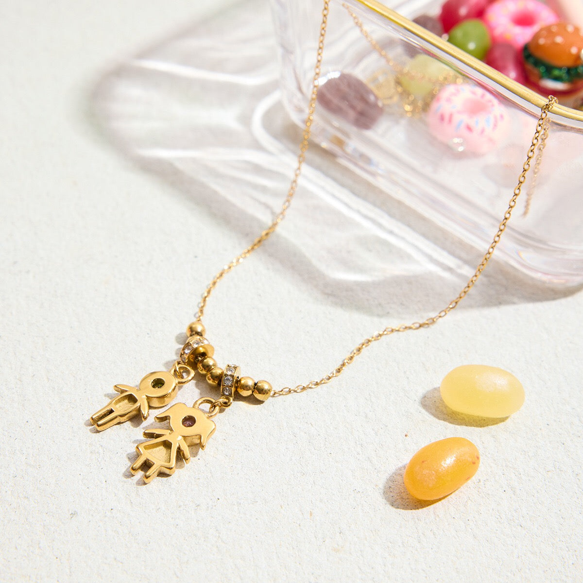 18K Gold Perfect for Mama Boy and Girl Charm Necklace